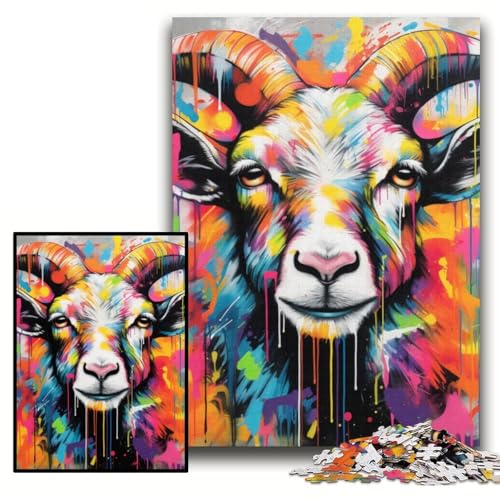 Puzzle für Erwachsene, 1000 Stück, Ziegen-Graffiti, anspruchsvolle Puzzles, 26x38cm, Lernspielzeug für Teenager, Heim- und Bürodekoration Puzzle für Erwachsene, 1000 Stück, Ziegen-Graffiti, anspruchsvolle Puzzles, 26x38cm, Lernspielzeug für Teenager, Heim- und Bürodekoration von ZKYUBEK