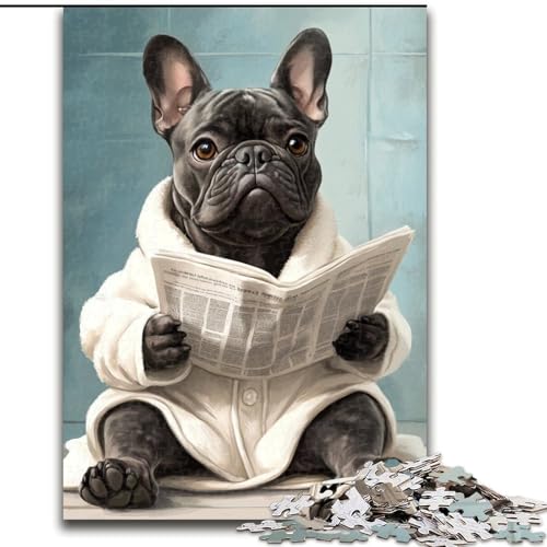 Puzzle für Erwachsene, 1000 Teile, „Bulldog Go Toilet“, anspruchsvolle Puzzles, Größe 26x38cm, perfekt für Familienspaß, Partyspiele, Gastgeschenke für Geburtstagspartys von ZKYUBEK