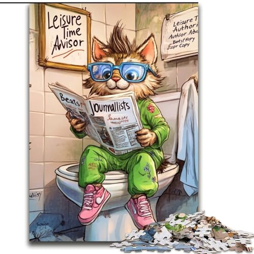 Puzzle für Erwachsene, 1000 Teile, „Cat Go Toilet“, unmögliches Puzzle für Erwachsene, Größe 26x38cm, Denksportaufgabe und Heimdekoration von ZKYUBEK