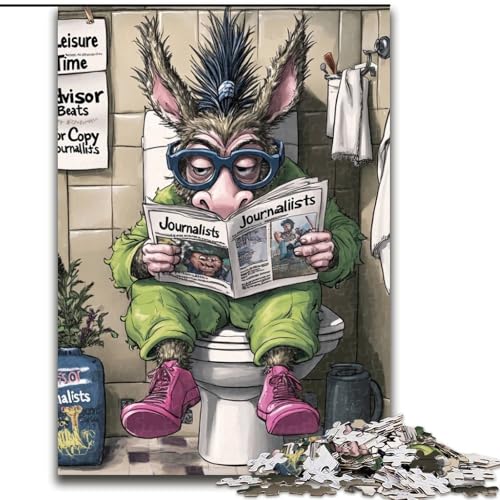 Puzzle für Erwachsene, 1000 Teile, „Hyena Go Toilet“, Unmögliches Puzzle für Erwachsene, Größe 26x38cm, Familienspaß, Gehirntraining, Teenager von ZKYUBEK