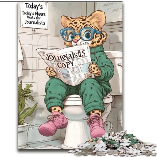 Puzzle für Erwachsene, 1000 Teile, „Leopard Go Toilet“-Puzzle, Größe 26x38cm, anspruchsvolles Denkspiel für Teenager, Spaß für den Spieleabend mit der Familie von ZKYUBEK