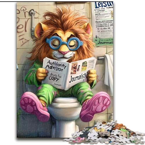 Puzzle für Erwachsene, 1000 Teile, „Lion Go Toilet“, Kartonpuzzle, Größe 26x38cm, Heimdekoration von ZKYUBEK