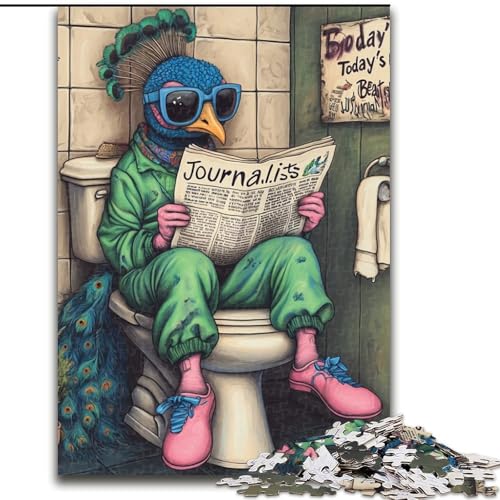 Puzzle für Erwachsene, 1000 Teile, „Peacock Go Toilet“, Kartonpuzzle, Größe 26x38cm, Heimdekoration von ZKYUBEK