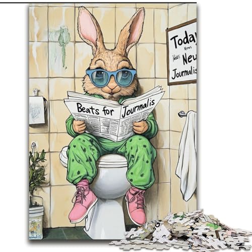 Puzzle für Erwachsene, 1000 Teile, „Rabbit Go Toilet“, Größe 26x38cm, anspruchsvolles Denkspiel für Teenager, Spaß für den Spieleabend mit der Familie von ZKYUBEK