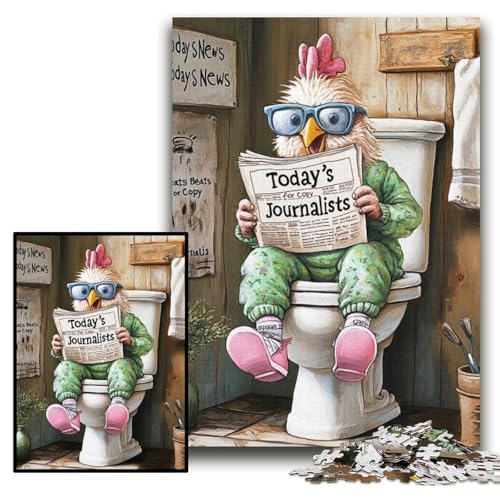 Puzzle für Erwachsene, 1000 Teile, „Rooster Go Toilet“, schwierige Puzzles für Erwachsene, 26x38cm, Spaß für Zuhause, Geburtstagsgeschenk, Reisegeschenk von ZKYUBEK