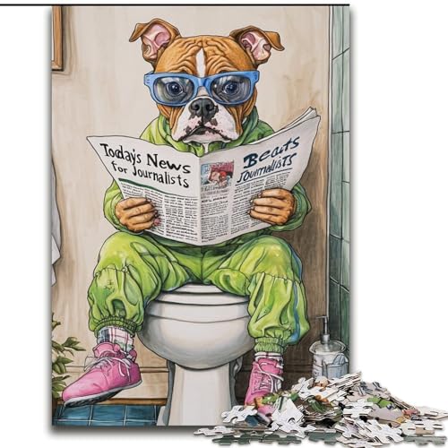 Puzzle für Erwachsene, 1000 Teile, „Staffordshire Bull Go Toilet“, unmögliches Puzzle für Erwachsene, Größe 26x38cm, Familienspaß, Gehirntraining, Teenager von ZKYUBEK