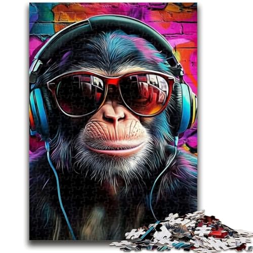 Puzzle für Erwachsene, 1000 Teile, AFFE mit Kopfhörern, Spielspielzeug, jedes Teil ist einzigartig – anspruchsvolles Familienspiel für Kinder ab 14 Jahren, 50x75cm von ZKYUBEK