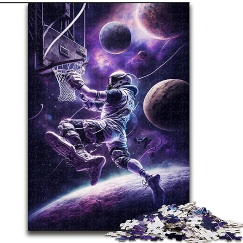Puzzle für Erwachsene, 1000 Teile, Astronauten Spielen Basketball, Puzzlegröße 50x75cm, für Feiertage, Geburtstage und Spieleabende mit der Familie von ZKYUBEK