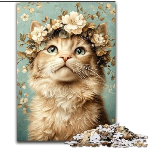 Puzzle für Erwachsene, 1000 Teile, Blumen- und Kätzchen-Puzzle, 50x75cm, Denkspiel für Teenager und Familieninteraktion von ZKYUBEK