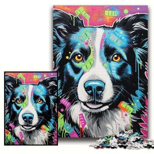 Puzzle für Erwachsene, 1000 Teile, Border Collie, Puzzles für Erwachsene, 26x38cm, Denkspiel für Teenager und Familieninteraktion von ZKYUBEK