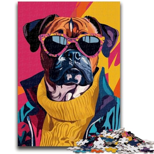 Puzzle für Erwachsene, 1000 Teile, Boxerhund, geeignet für Kinder ab 14 Jahren, anspruchsvolles Spiel, tolles Geschenk zum Spielen, 26x38cm von ZKYUBEK