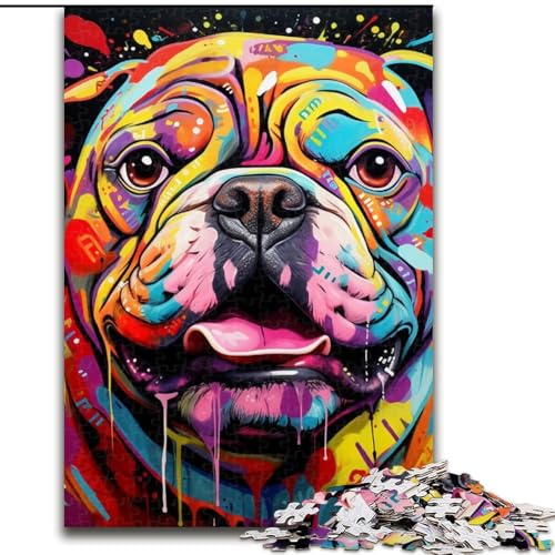 Puzzle für Erwachsene, 1000 Teile, Bulldog-Graffiti-Puzzles für Erwachsene, Größe 50x75cm, interaktives Familienspiel, Familienaktivitätsspiel Puzzle für Erwachsene, 1000 Teile, Bulldog-Graffiti-Puzzles für Erwachsene, Größe 50x75cm, interaktives Familienspiel, Familienaktivitätsspiel von ZKYUBEK