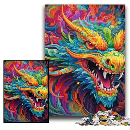 Puzzle für Erwachsene, 1000 Teile, Bunte chinesische Drachenpuzzles für Erwachsene, 26x38cm, Eltern, Partner, Freunde – ab 14 Jahren Puzzle für Erwachsene, 1000 Teile, Bunte chinesische Drachenpuzzles für Erwachsene, 26x38cm, Eltern, Partner, Freunde – ab 14 Jahren von ZKYUBEK
