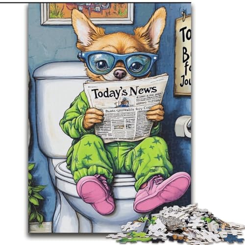 Puzzle für Erwachsene, 1000 Teile, Chihuahua Go Toilet, Holzpuzzle, Größe 50x75cm, anspruchsvolles Denkspiel für Teenager, unterhaltsames interaktives Spiel für die ganze Familie Puzzle für Erwachsene, 1000 Teile, Chihuahua Go Toilet, Holzpuzzle, Größe 50x75cm, anspruchsvolles Denkspiel für Teenager, unterhaltsames interaktives Spiel für die ganze Familie von ZKYUBEK