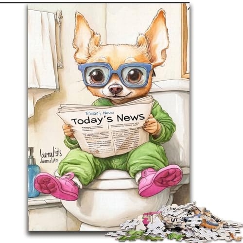 Puzzle für Erwachsene, 1000 Teile, Chihuahua Go Toilet, Unmögliches Puzzle für Erwachsene, Größe 50x75cm, Denksportaufgabe und Heimdekoration Puzzle für Erwachsene, 1000 Teile, Chihuahua Go Toilet, Unmögliches Puzzle für Erwachsene, Größe 50x75cm, Denksportaufgabe und Heimdekoration von ZKYUBEK