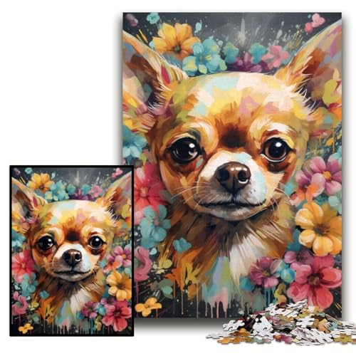 Puzzle für Erwachsene, 1000 Teile, Chihuahua-Puzzle aus Pappe, 26x38cm, Eltern, Partner, Freunde – ab 14 Jahren von ZKYUBEK