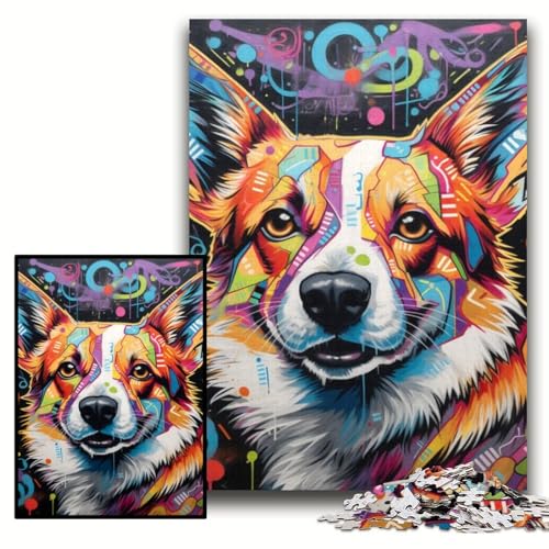 Puzzle für Erwachsene, 1000 Teile, Corgi-Graffiti-Puzzle für Erwachsene, 50x75cm, Denksportaufgabe und Heimdekoration Puzzle für Erwachsene, 1000 Teile, Corgi-Graffiti-Puzzle für Erwachsene, 50x75cm, Denksportaufgabe und Heimdekoration von ZKYUBEK