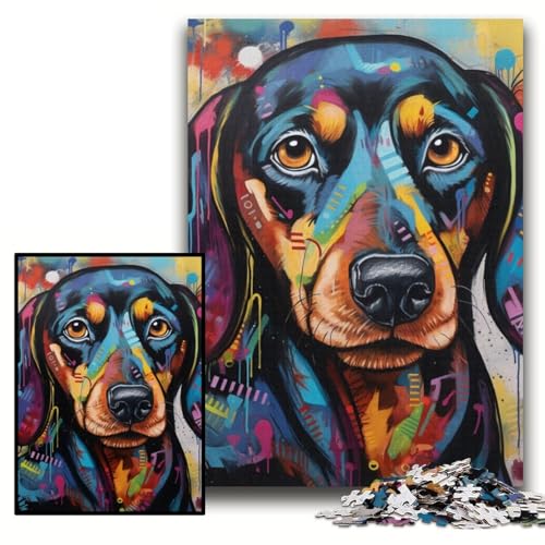 Puzzle für Erwachsene, 1000 Teile, Dackel, Kartonpuzzle, 26x38cm, Eltern, Partner, Freunde – ab 14 Jahren von ZKYUBEK