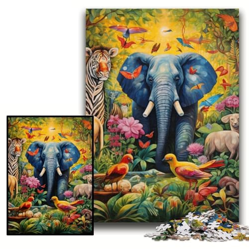Puzzle für Erwachsene, 1000 Teile, Elefanten-Kunstpuzzle aus Karton, 26x38cm, Eltern, Partner, Freunde – ab 14 Jahren Puzzle für Erwachsene, 1000 Teile, Elefanten-Kunstpuzzle aus Karton, 26x38cm, Eltern, Partner, Freunde – ab 14 Jahren von ZKYUBEK