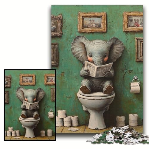 Puzzle für Erwachsene, 1000 Teile, Elefanten-Toiletten-Puzzle für Erwachsene, 50x75cm, Eltern, Partner, Freunde – ab 14 Jahren Puzzle für Erwachsene, 1000 Teile, Elefanten-Toiletten-Puzzle für Erwachsene, 50x75cm, Eltern, Partner, Freunde – ab 14 Jahren von ZKYUBEK