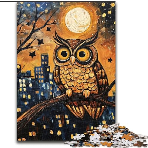 Puzzle für Erwachsene, 1000 Teile, Eule unter dem Mond, Holzpuzzle, 26x38cm, interaktives Familienspiel, Denksportaufgabe, Lernspielzeug Puzzle für Erwachsene, 1000 Teile, Eule unter dem Mond, Holzpuzzle, 26x38cm, interaktives Familienspiel, Denksportaufgabe, Lernspielzeug von ZKYUBEK