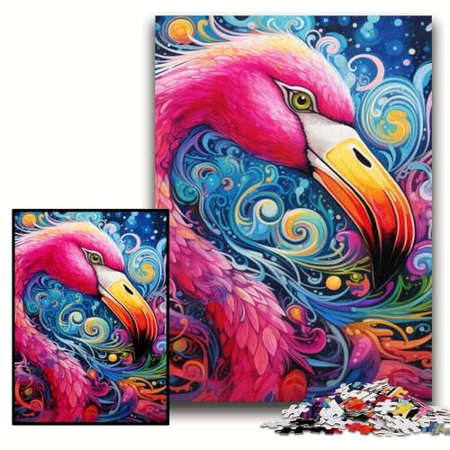 Puzzle für Erwachsene, 1000 Teile, Flamingo-Holzpuzzle, 50x75cm, Eltern, Partner, Freunde – ab 14 Jahren von ZKYUBEK