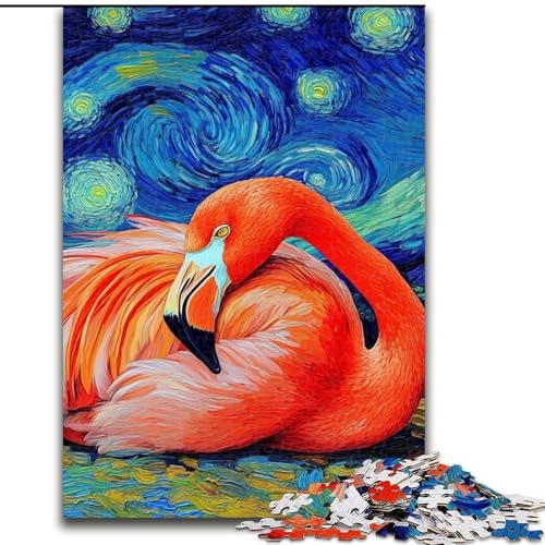 Puzzle für Erwachsene, 1000 Teile, Flamingo-Nachthimmel, Größe 26x38cm, interaktives Familienspiel, Familienaktivitätsspiel von ZKYUBEK