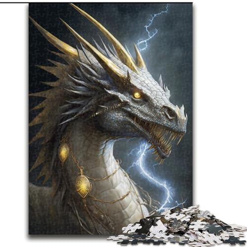 Puzzle für Erwachsene, 1000 Teile, Goldener Eisdrache, Karton, Puzzlegröße 26x38cm, anspruchsvolles Denkspiel für Teenager, unterhaltsames interaktives Spiel für die ganze Familie von ZKYUBEK