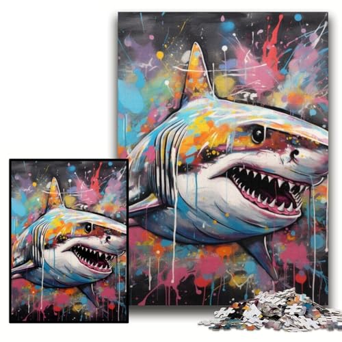 Puzzle für Erwachsene, 1000 Teile, Graffiti-Malerei, Hai-Puzzles für Erwachsene, 26x38cm, Denkspiel für Teenager und Familieninteraktion Puzzle für Erwachsene, 1000 Teile, Graffiti-Malerei, Hai-Puzzles für Erwachsene, 26x38cm, Denkspiel für Teenager und Familieninteraktion von ZKYUBEK