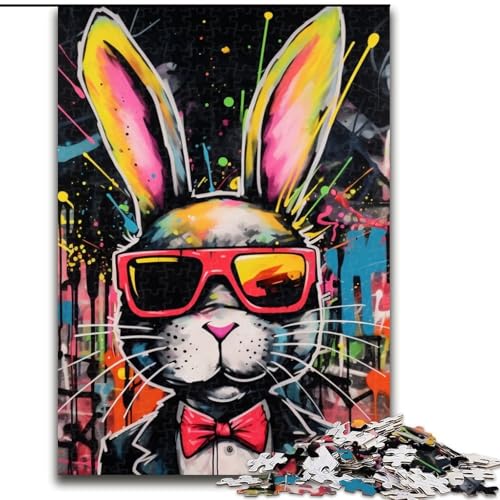 Puzzle für Erwachsene, 1000 Teile, Graffiti-Malerei, Kaninchen-Puzzle für Erwachsene, Größe 26x38cm, anspruchsvolles Denkspiel – entspannendes Spielzeug für Teenager von ZKYUBEK