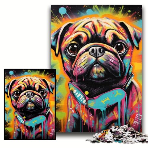 Puzzle für Erwachsene, 1000 Teile, Graffiti-Malerei, Mops-Puzzle für Erwachsene, 50x75cm, Eltern, Partner, Freunde – ab 14 Jahren Puzzle für Erwachsene, 1000 Teile, Graffiti-Malerei, Mops-Puzzle für Erwachsene, 50x75cm, Eltern, Partner, Freunde – ab 14 Jahren von ZKYUBEK