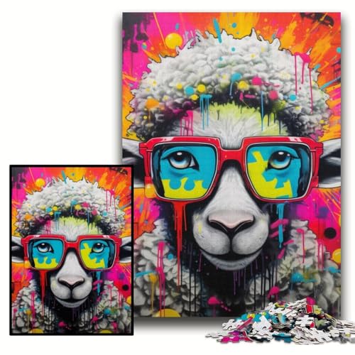 Puzzle für Erwachsene, 1000 Teile, Graffiti-Malerei, Schaf-Puzzle für Erwachsene, 50x75cm, Eltern, Partner, Freunde – ab 14 Jahren Puzzle für Erwachsene, 1000 Teile, Graffiti-Malerei, Schaf-Puzzle für Erwachsene, 50x75cm, Eltern, Partner, Freunde – ab 14 Jahren von ZKYUBEK