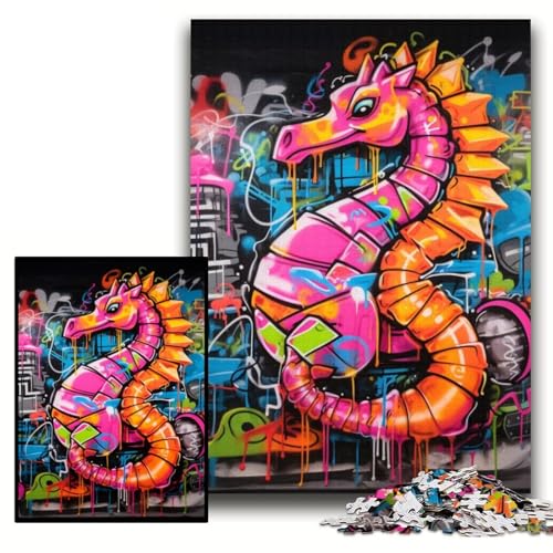 Puzzle für Erwachsene, 1000 Teile, Graffiti-Malerei, Seepferdchen, Unmögliches Puzzle für Erwachsene, 26x38cm, pädagogisches Denkspiel, künstlerische Heim- und Bürodekoration, ab 14 Jahren Puzzle für Erwachsene, 1000 Teile, Graffiti-Malerei, Seepferdchen, Unmögliches Puzzle für Erwachsene, 26x38cm, pädagogisches Denkspiel, künstlerische Heim- und Bürodekoration, ab 14 Jahren von ZKYUBEK