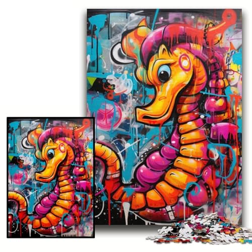 Puzzle für Erwachsene, 1000 Teile, Graffiti-Malerei, Seepferdchen-Puzzles für Erwachsene, 26x38cm, Denkspiel für Teenager und Familieninteraktion Puzzle für Erwachsene, 1000 Teile, Graffiti-Malerei, Seepferdchen-Puzzles für Erwachsene, 26x38cm, Denkspiel für Teenager und Familieninteraktion von ZKYUBEK
