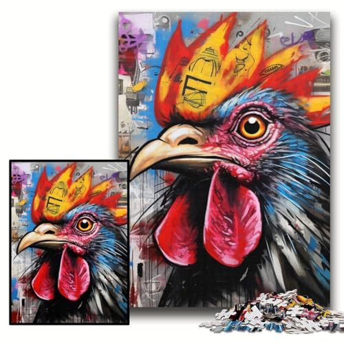 Puzzle für Erwachsene, 1000 Teile, Hahn-Graffiti-Puzzles für Erwachsene, 50x75cm, Denkspiel für Teenager und Familieninteraktion Puzzle für Erwachsene, 1000 Teile, Hahn-Graffiti-Puzzles für Erwachsene, 50x75cm, Denkspiel für Teenager und Familieninteraktion von ZKYUBEK