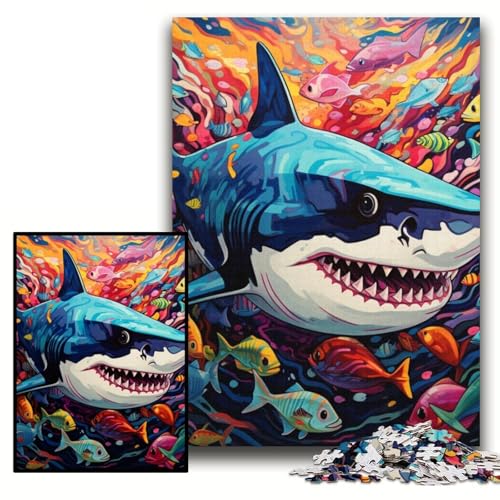 Puzzle für Erwachsene, 1000 Teile, Hai-Puzzles für Erwachsene, 26x38cm, Denkspiel für Teenager und Familieninteraktion Puzzle für Erwachsene, 1000 Teile, Hai-Puzzles für Erwachsene, 26x38cm, Denkspiel für Teenager und Familieninteraktion von ZKYUBEK