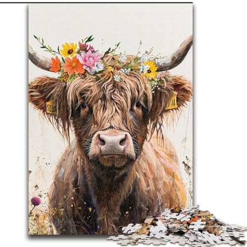 Puzzle für Erwachsene, 1000 Teile, Highland Cow, Holzpuzzle, 26x38cm, interaktives Familienspiel, Denksportaufgabe, Lernspielzeug Puzzle für Erwachsene, 1000 Teile, Highland Cow, Holzpuzzle, 26x38cm, interaktives Familienspiel, Denksportaufgabe, Lernspielzeug von ZKYUBEK
