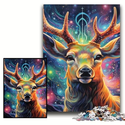 Puzzle für Erwachsene, 1000 Teile, Hirsch, psychedelische Kunst, Holzpuzzle, 50x75cm, Eltern, Partner, Freunde – ab 14 Jahren Puzzle für Erwachsene, 1000 Teile, Hirsch, psychedelische Kunst, Holzpuzzle, 50x75cm, Eltern, Partner, Freunde – ab 14 Jahren von ZKYUBEK