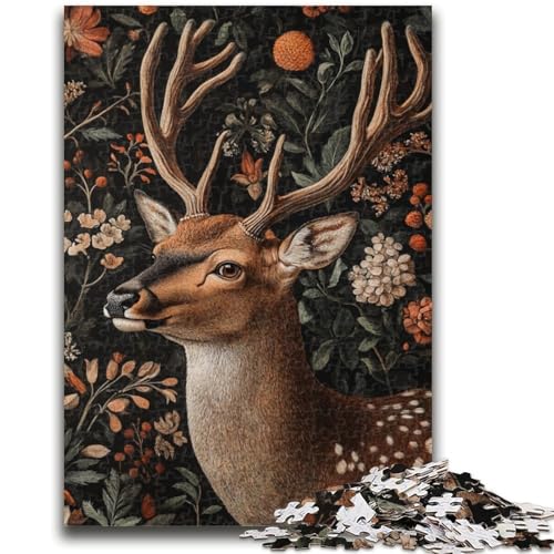 Puzzle für Erwachsene, 1000 Teile, Hirsch und Blumen, anspruchsvolle Familienaktivitätsspiele, DIY-Spielzeug für Heimwanddekorationsgeschenke, 50x75cm Puzzle für Erwachsene, 1000 Teile, Hirsch und Blumen, anspruchsvolle Familienaktivitätsspiele, DIY-Spielzeug für Heimwanddekorationsgeschenke, 50x75cm von ZKYUBEK