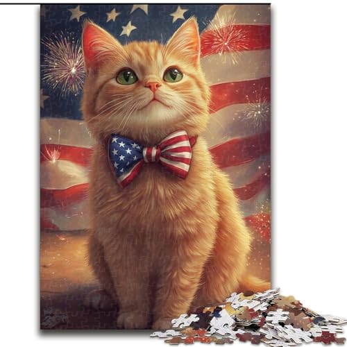Puzzle für Erwachsene, 1000 Teile, Holzpuzzle mit amerikanischer Flagge und Katze, 26x38cm, interaktives Familienspiel, Denksportaufgabe, Lernspielzeug Puzzle für Erwachsene, 1000 Teile, Holzpuzzle mit amerikanischer Flagge und Katze, 26x38cm, interaktives Familienspiel, Denksportaufgabe, Lernspielzeug von ZKYUBEK