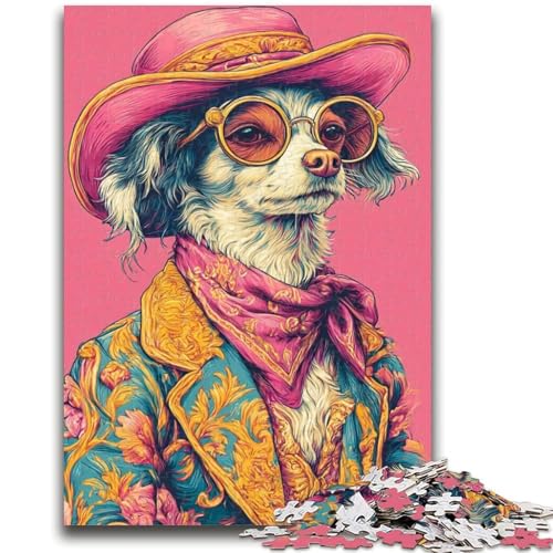 Puzzle für Erwachsene, 1000 Teile, Hund-Cowgirl-Kunst, geeignet für Kinder ab 14 Jahren, anspruchsvolles Spiel, tolles Geschenk zum Spielen, 26x38cm von ZKYUBEK