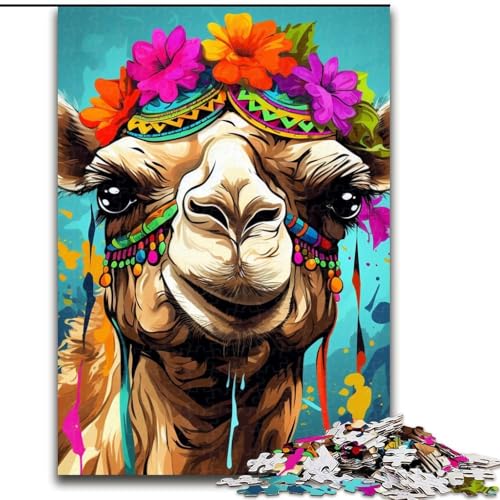 Puzzle für Erwachsene, 1000 Teile, Kamel mit Blumen, Puzzle für Erwachsene, Größe 26x38cm, anspruchsvolles Denkspiel – entspannendes Spielzeug für Teenager von ZKYUBEK