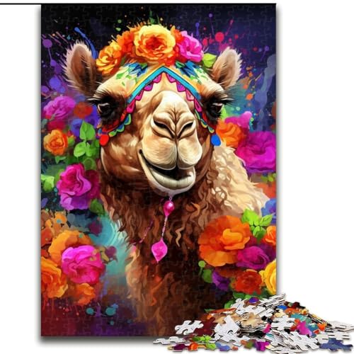 Puzzle für Erwachsene, 1000 Teile, Kamel mit Blumen, Puzzle für Erwachsene, Größe 26x38cm, anspruchsvolles Denkspiel – entspannendes Spielzeug für Teenager von ZKYUBEK