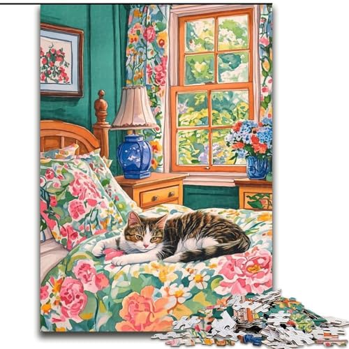 Puzzle für Erwachsene, 1000 Teile, Katze auf dem Bett, Holzpuzzle, 26x38cm, interaktives Familienspiel, Denksportaufgabe, Lernspielzeug Puzzle für Erwachsene, 1000 Teile, Katze auf dem Bett, Holzpuzzle, 26x38cm, interaktives Familienspiel, Denksportaufgabe, Lernspielzeug von ZKYUBEK