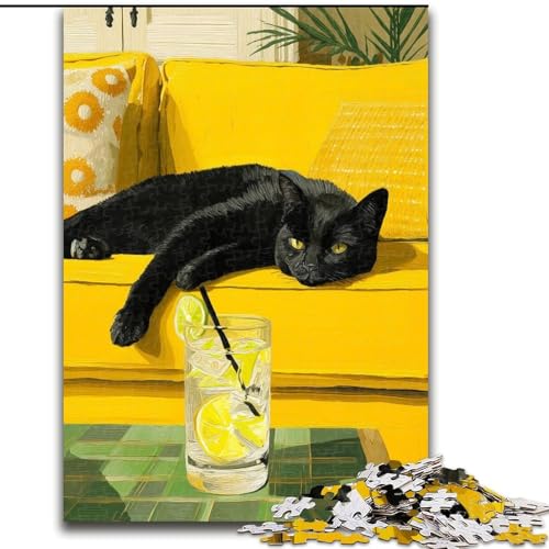 Puzzle für Erwachsene, 1000 Teile, Katze liegt auf dem Sofa, 26x38cm, Denkspiel für Teenager und Familieninteraktion von ZKYUBEK