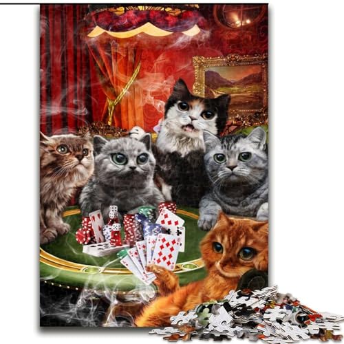 Puzzle für Erwachsene, 1000 Teile, Katze spielt Pokerspiel, Holzpuzzle, Größe 50x75cm, Denksportaufgabe, Spiel für Erwachsene, interaktive Familienaktivität Puzzle für Erwachsene, 1000 Teile, Katze spielt Pokerspiel, Holzpuzzle, Größe 50x75cm, Denksportaufgabe, Spiel für Erwachsene, interaktive Familienaktivität von ZKYUBEK