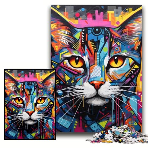 Puzzle für Erwachsene, 1000 Teile, Katzen-Graffiti-Puzzle aus Karton, 26x38cm, Eltern, Partner, Freunde – ab 14 Jahren Puzzle für Erwachsene, 1000 Teile, Katzen-Graffiti-Puzzle aus Karton, 26x38cm, Eltern, Partner, Freunde – ab 14 Jahren von ZKYUBEK