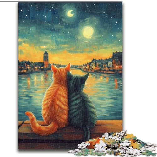 Puzzle für Erwachsene, 1000 Teile, Katzenpaar, Puzzle, 50x75cm, Denkspiel für Teenager und Familieninteraktion von ZKYUBEK