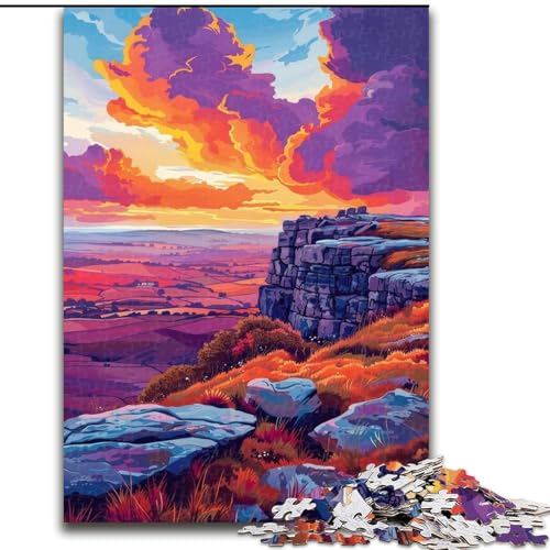 Puzzle für Erwachsene, 1000 Teile, Klippen bei Sonnenuntergang, schwierige Puzzles für Erwachsene, Größe 26x38cm, Denksportspiel, interaktives Familienspiel, geeignet für Kinder ab 14 Jahren von ZKYUBEK