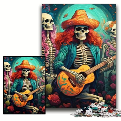 Puzzle für Erwachsene, 1000 Teile, Künstlerisches Skelett, das Gitarre spielt, Puzzle für Erwachsene, 50x75cm, Denksportaufgabe und Heimdekoration Puzzle für Erwachsene, 1000 Teile, Künstlerisches Skelett, das Gitarre spielt, Puzzle für Erwachsene, 50x75cm, Denksportaufgabe und Heimdekoration von ZKYUBEK